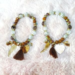 Dazzling Brown Beaded Bracelet Set